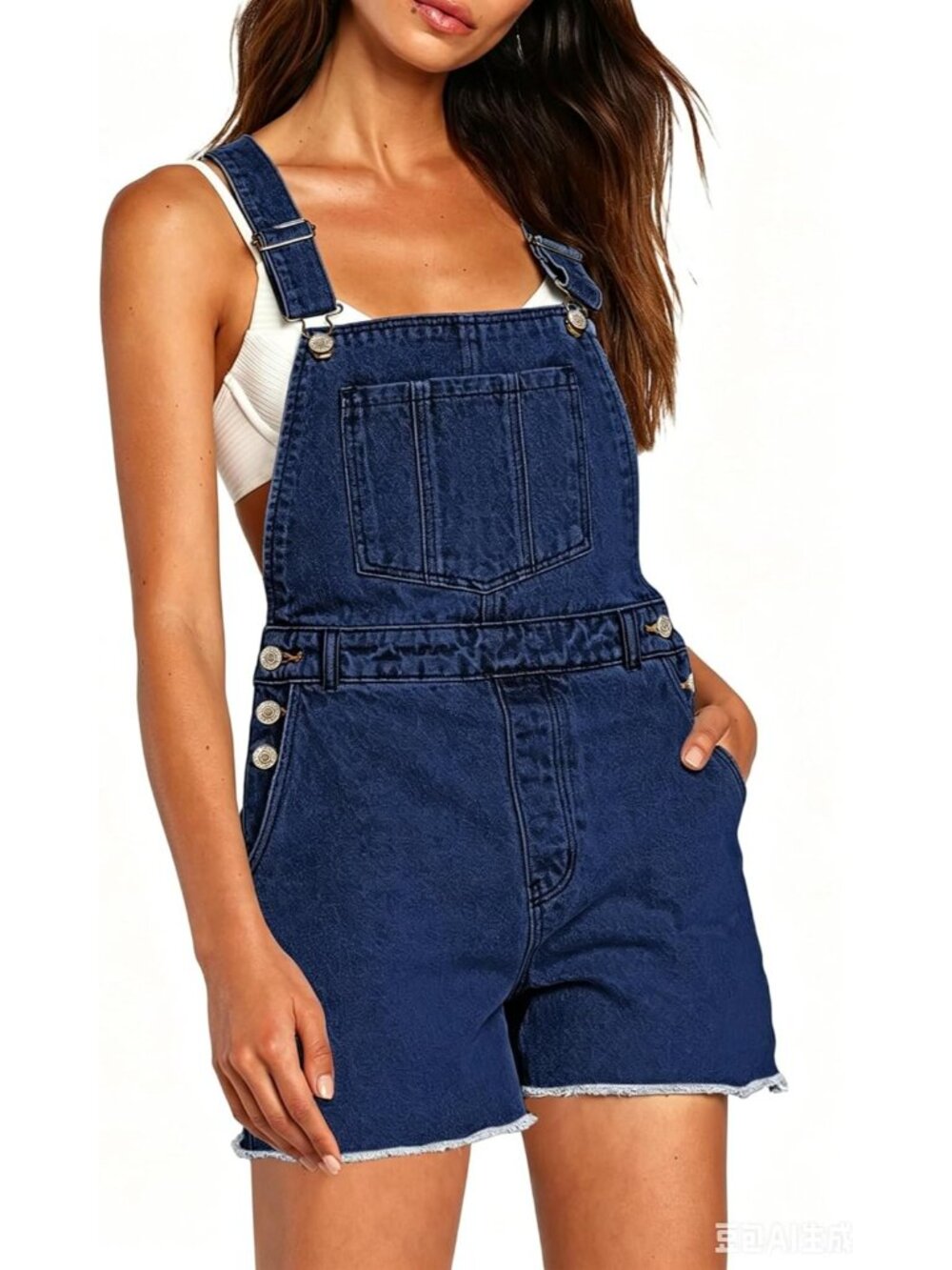 Women's C - Blue Denim Shortalls Adjustable Straps Jean Overalls Casual Romper